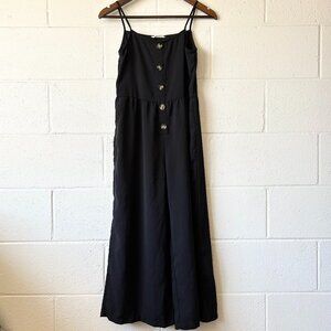 SHEIN Black Sleeveless Spaghetti Strap Button One Piece Jumpsuit Girl’s Large